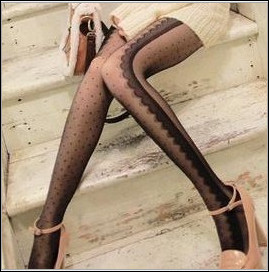 4 colors new side eyelash lace little milky white Polka Dot stockings through the meat pantyhose tight leggings