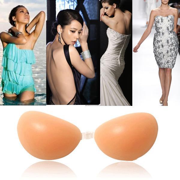 4 Cup Invisible Strapless Self-Adhesive Push Up Thick Silicone Breast Bra A1361