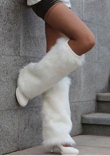 40cm  FREE shipping new hot  Christmas gift  for winter new year white leg warmers faux rabbit fur gaiters