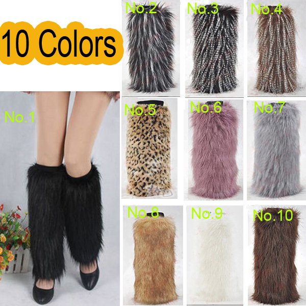 40cm Lady Warm Faux  Rabbit Fur  Leg  Fluffy Shoes Cover