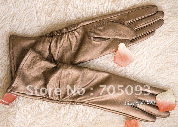 40cm long genuine leather Golden gloves ruffle S/M/L/XL free shipping on sale gift