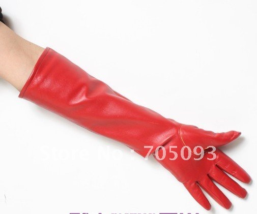 45cm long genuine leather red gloves S/M/L/XL free shipping hot sale from factory Valentine's Day gift