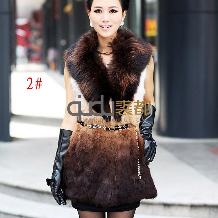 4Colors Genuine Rabbit Fur Vest elegance waistcoat women's coat/WholeSale/Retail/Free Shipping/OEM QD11812 A  G