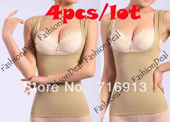 4pcs/lot 2013 New Slimming Control Body Shaper Underbust Firm Tummy Control Vest Shape Top Wear Waspie M/L Free Shipping 3707