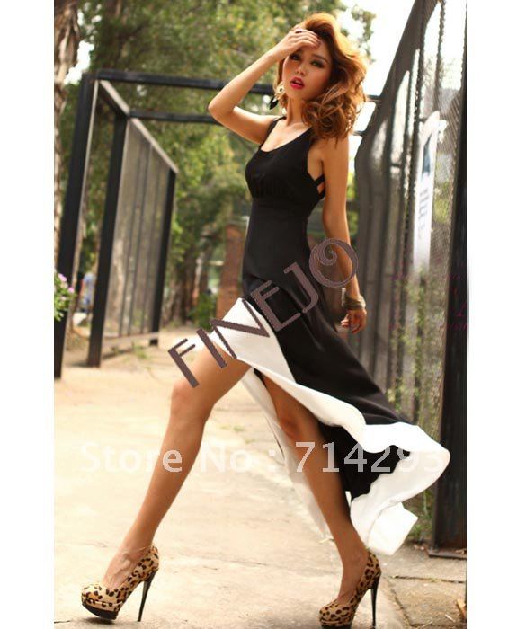 4PCS/LOT New Sexy Women's Backless Dress Hem Tank Swallow Tail Sleeveless Summer Long Dress free shipping 8020