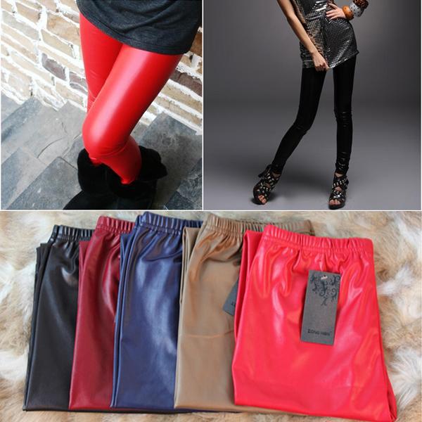 5 Colors Cool Womens Sexy Skinny Stretchy Tights Faux Leather Leggings Pants New