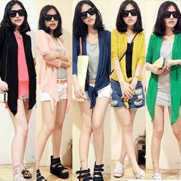 5 Colors Fashion Womens Long Sleeve Plain Cropped Open Cardigan Tops Jacket A841