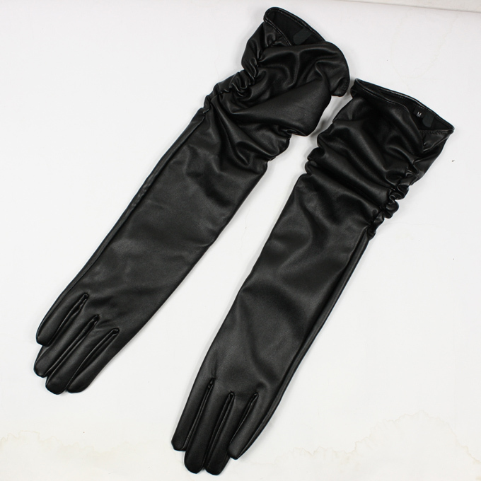 $5 off per $70 order 202  fashion elegant thermal women's leather gloves ,synthetic leather long gloves, free shipping