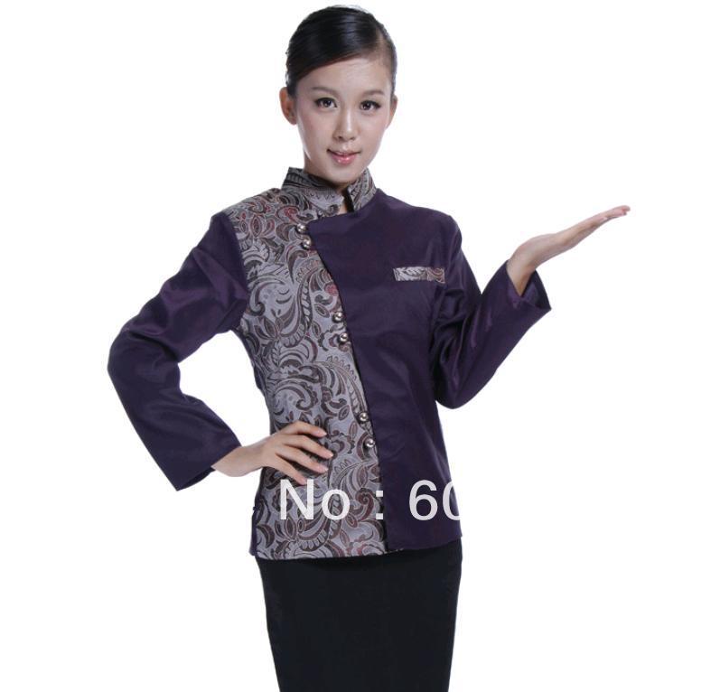 5 pc/Lot hotel uniform  long-sleeve autumn and winter workwear waitress dress DHL UPS free shipping