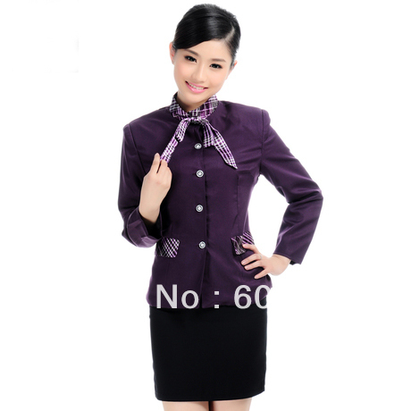 5 pc/Lot hotel uniform waitress workwear long-sleeve work wear autumn female uniform DHL UPS EMS Free shipping