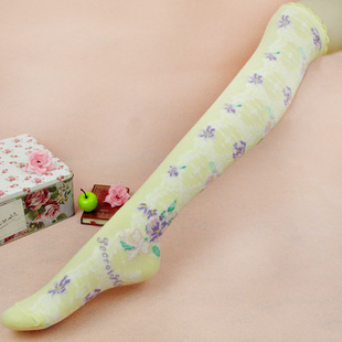 5 pcs Brand New Rose Pattern Sexy Women Stocking Free Shipping Yellow Color Cotton