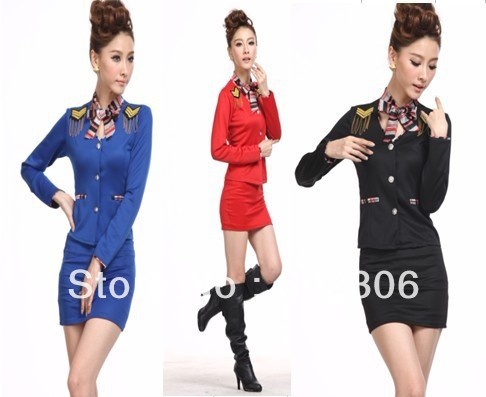 5 sets/ Lot Stewardess uniforms the temptation to set professional set stewardess loading hotel  uniform  UPS DHL Free shipping