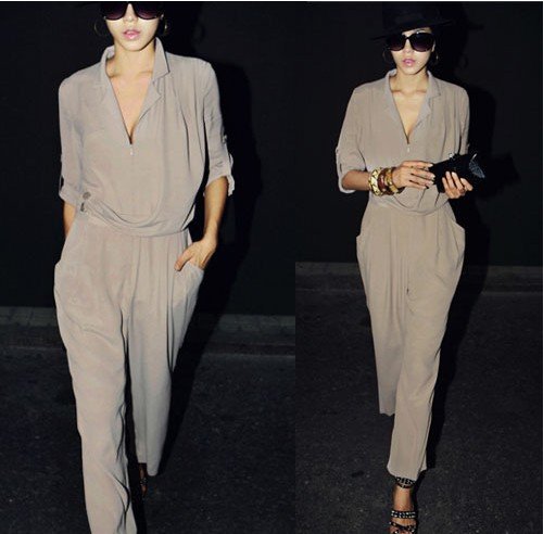 50% OFF,Free Shipping,New Fashion Women's Chiffon Haroun Jumpsuits,Nice Style,Grey,Wholesale/Retail