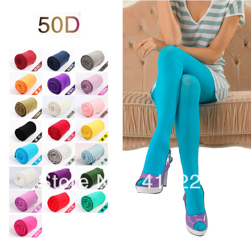 50d velvet candy color socks women's meat spring autumn multicolour pantyhose,not through flesh coloured tights all-match plu