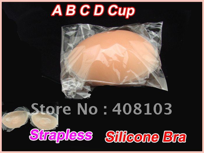 50pairs  free shipping,by dhl!!! Nude Strapless Self Adhesive Silicone Bra , A B C D Cup New  (Retail packaging)