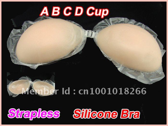 50paks free shipping Nude Strapless Self Adhesive Silicone A B C D Cup New Un Bra silicone bra  (Retail packaging)