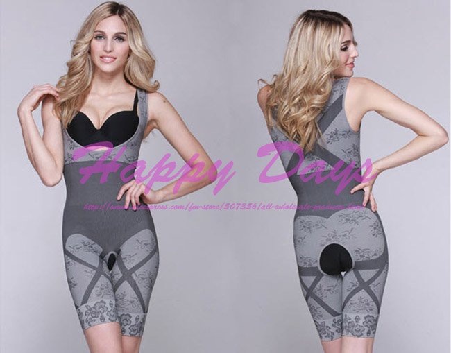 50PCS Magic Women Natural Bamboo Charcoal Slim Suits Bodysuit Slimming Body Shaper Butt Lifter Underwear, Via DHL