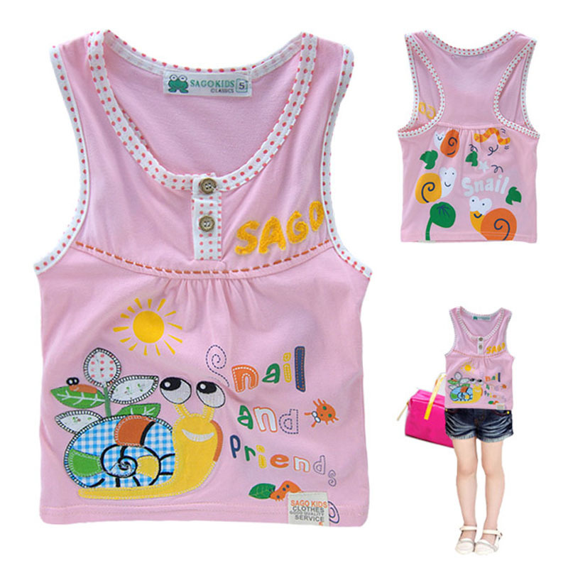 5273 crab 2012 girl girls clothing 100% T-shirt summer cotton sleeveless vest