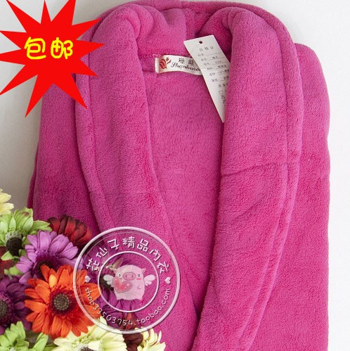 55 2012 autumn and winter solid color coral fleece lovers robe lovers bathrobe 10