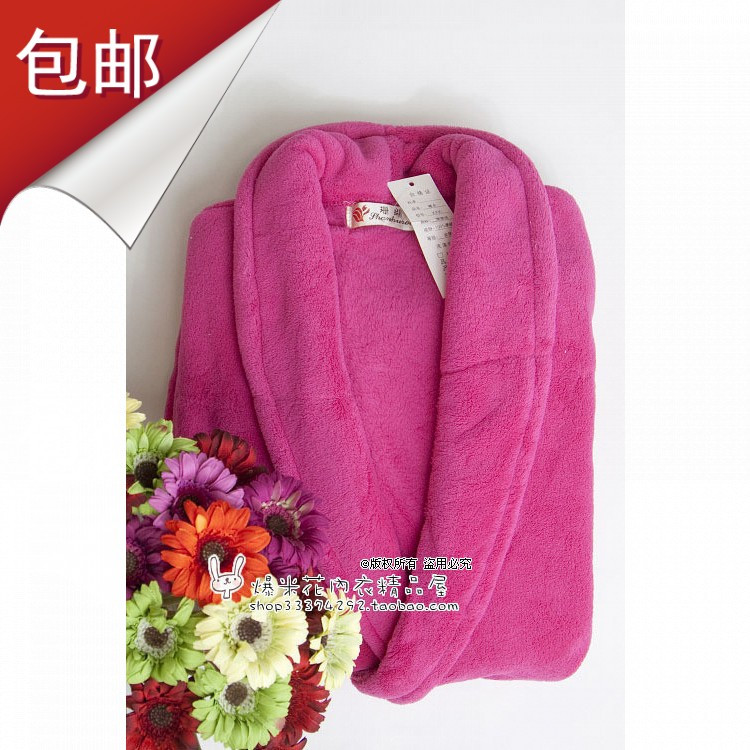 55 2012 autumn and winter solid color coral fleece robe lovers bathrobe thickening sleepwear bathrobe