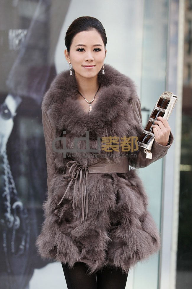 5Colors Genuine Sheep Leather & Fox Fur Coat warm gentlewomanly coats dress/Free Shipping QD11565 A G