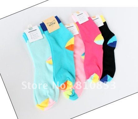 5pairs/lot,free shipping, Candy colors mix cotton socks wholesale Lc-01-309