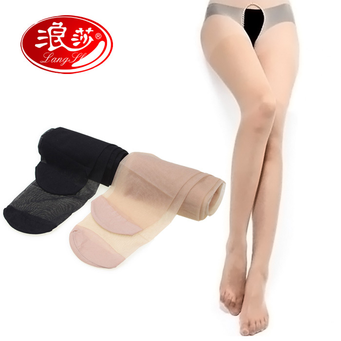 5pairs/lot LANGSHA brand Core-spun Yarn  Ultra-thin open crotch sexy pantyhose thin sild stockings,free shipping