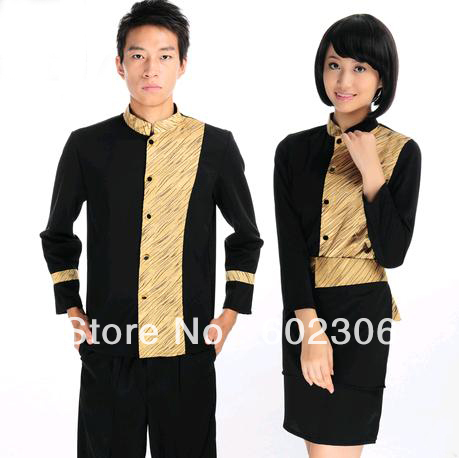 5pc/Lot winter long-sleeves hotel uniform restaurant waitress workwear DHL UPS Free shipping