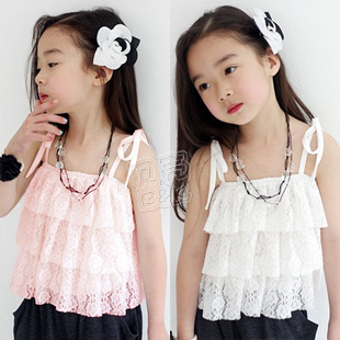 5pcs/lot 2013 summer aesthetic paragraph lace girls clothing baby child tx-1692 spaghetti strap top