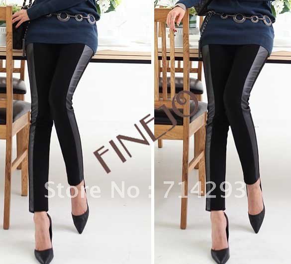 5pcs/lot Black FREE SHIPPING+Wholesale Fashions Style Neon Metallic Electric Leather Leggings/Skinny Tights  6140