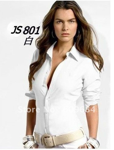 5pcs/lot Free shipping Famous brand 100% cotton women's long sleeve polo dress shirts S-XL factory wholesale price