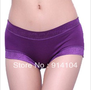 5PCS/LOT Free Shipping For Sexy Women's  non-trace Lace Underwear modal Panties Soft and Comfortable Physiological Briefs