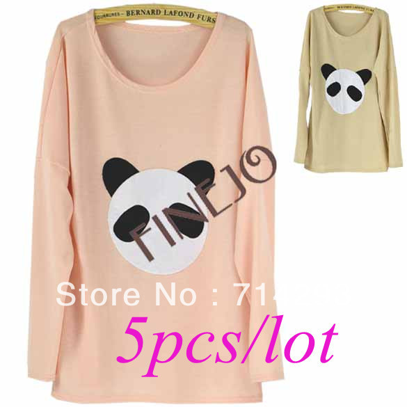 5PCS/LOT free shipping  New Casual Style Women's T-shirt Panda-Print Fashion Shirt  7987