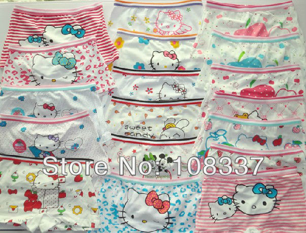 5pcs/lot hello kitty children's panties cartoon girls' underwear cotton kids' briefs free shipping