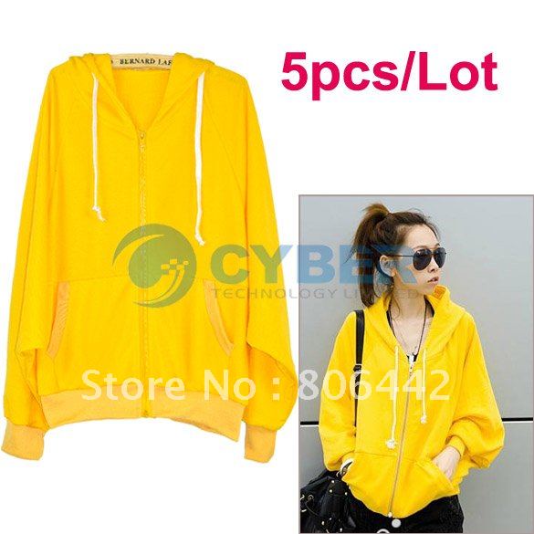 5pcs/Lot Korea Women Loose Bat Sleeves Style Cardigan Sweatshirt Coat Jacket Outwear Free Shipping