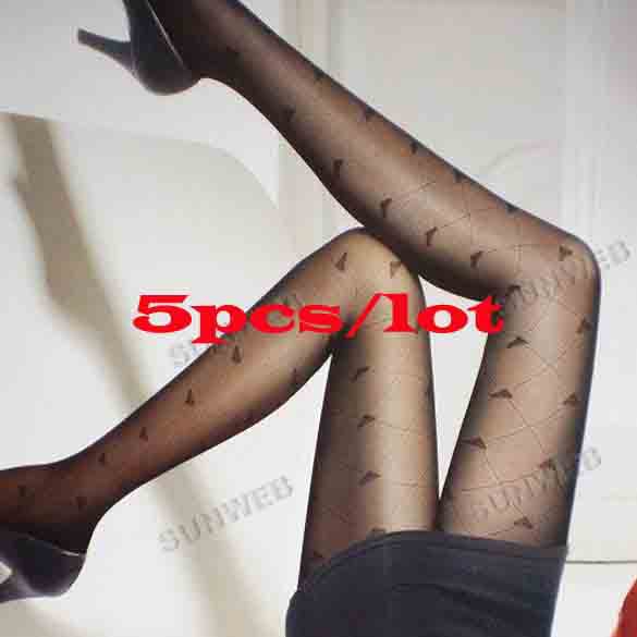 5pcs/lot Trendy Sexy Loving Heart Pattern Temptation Sheer Pantyhose Tights Stockings Leggings free shipping 10281