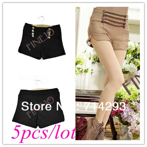 5pcs/lot Women's Double-breasted High-waist Woolen Shorts Winter  free shipping 9328