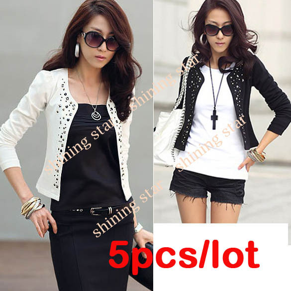 5pcs/lot Women's Long Sleeve Shrug Blazer Coat Jacket Short Outerwear Coat Jacket Hot Sale 7164