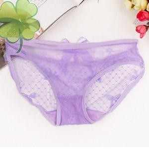 5pcs/lot Women's  Panties Ladies' soft Bow transparent gauze Briefs Sexy Knickers Free shipping