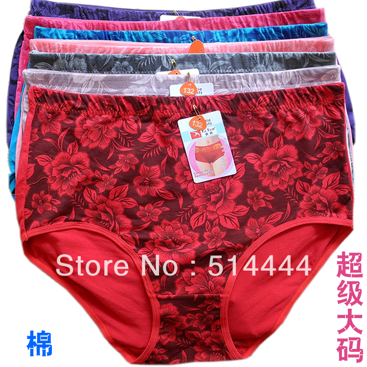 (5pcs/lot) Women's super plus size female flower 100% cotton briefs shorts 100% cotton female panties