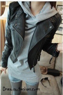 6,451 fall 2012 new dress punk simple small motorcycle leather coat