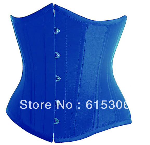 6 Color Sexy Blue Steel Boned Underbust CORSET GOTHIC Bustier TOPS G-string Size S M L XL XXL