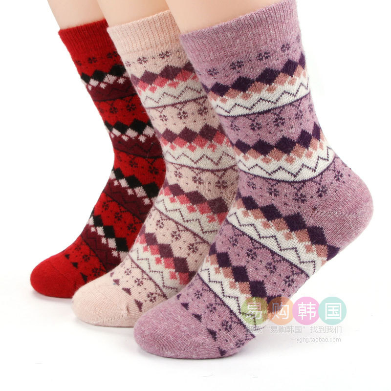 6 double top thickening rabbit wool female socks autumn and winter thermal winter socks sock vintage small