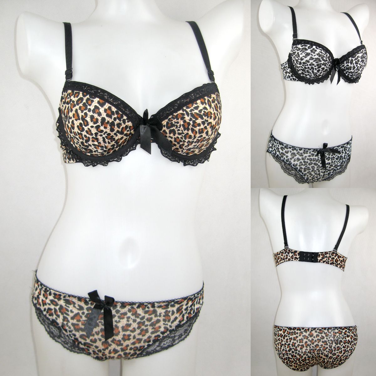 6 pack mail 793 # 3/4 cup leopard express and sexy bra set 32/34/36 b cup two colors (film)