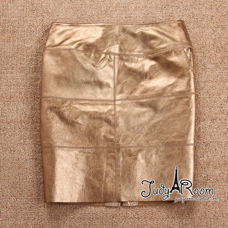 60 gold genuine leather skirt