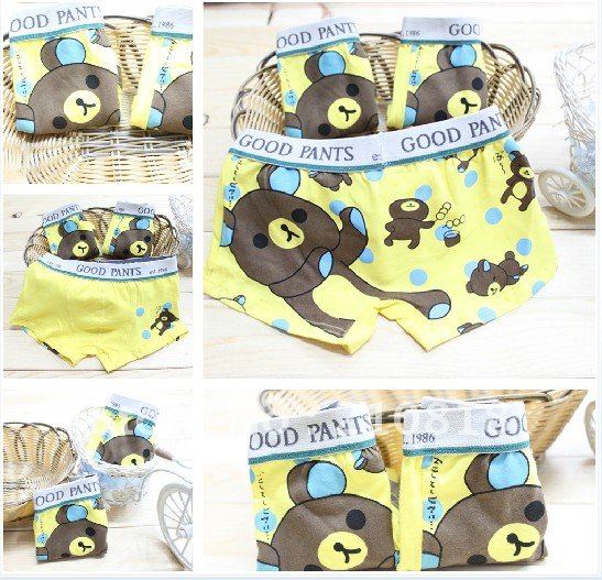 60 pcs / lot animal bear patterns of boy / girl underwear child briefs & boxer shorts are beautiful!Free Shipping