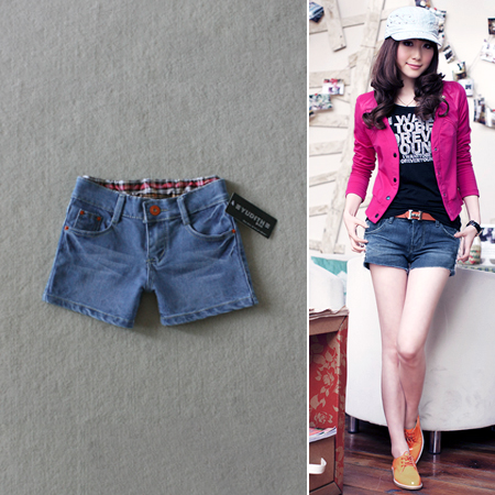 6006y summer loose roll-up women's hem denim shorts female summer women shorts