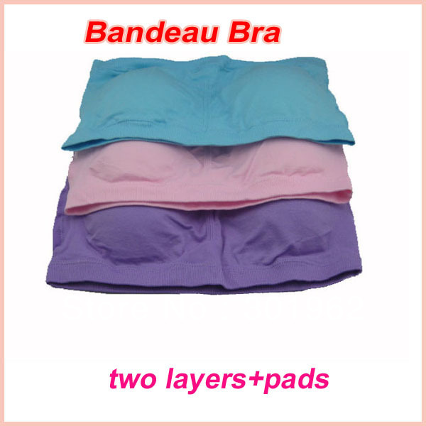 600pcs/lot(200sets)  freeshipping Strapless Pink /purple/blue Bra Bandeau Bra with removal pads,3 color a set only one set sale