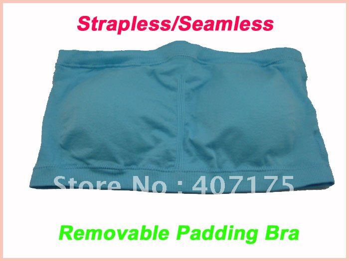 600pcs/lot=200sets  Strapless Pink /Purple/Blue Bra Bandeau Bra With Removal Pads,3 color a set Only One Set Sale (OPP bag)