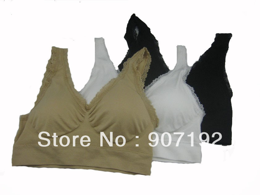 600pcs/lot Genie Bra with removable pads lace style women's two-double Vest ,3 color a set no other select(Retail packaging)